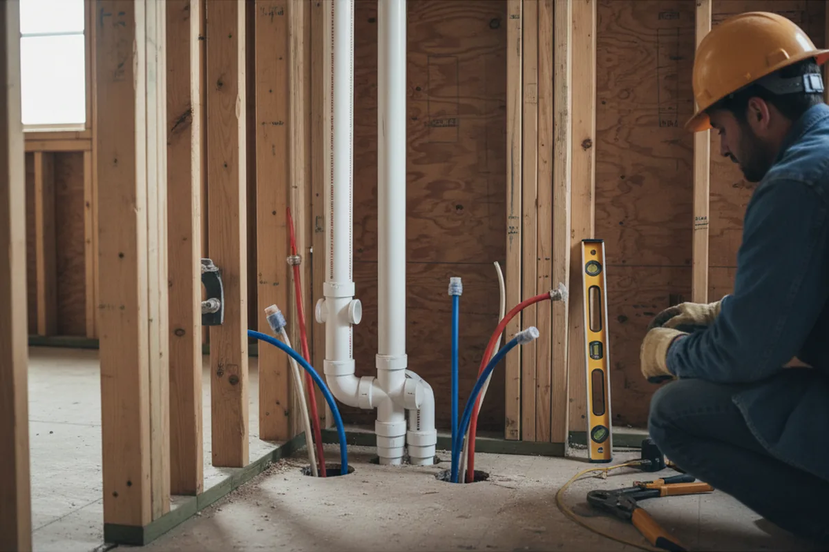 Drain and supply rough-in during Drain Cleaning in Oran