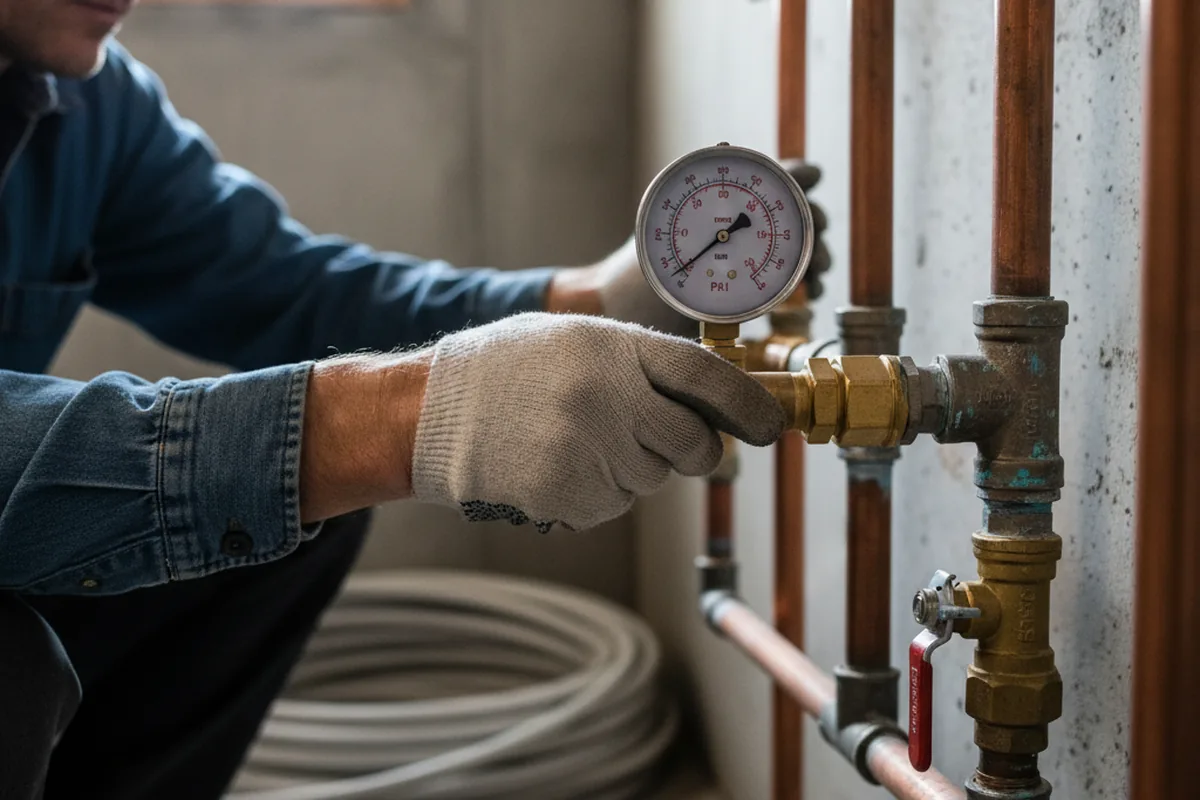Pressure testing a repaired line during Water Line Repair in Oran